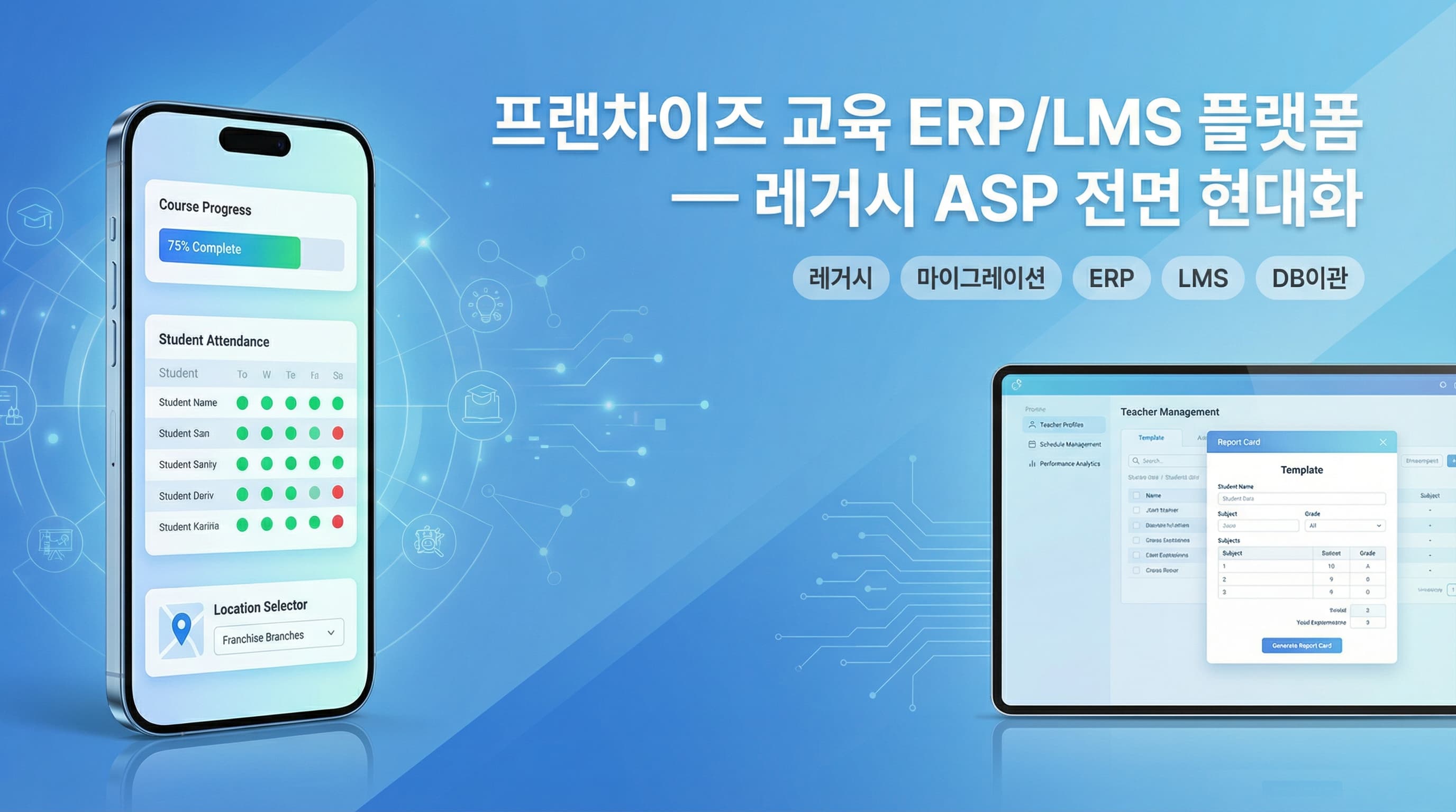 프랜차이즈 교육 ERP/LMS 플랫폼 — 레거시 ASP 전면 현대화