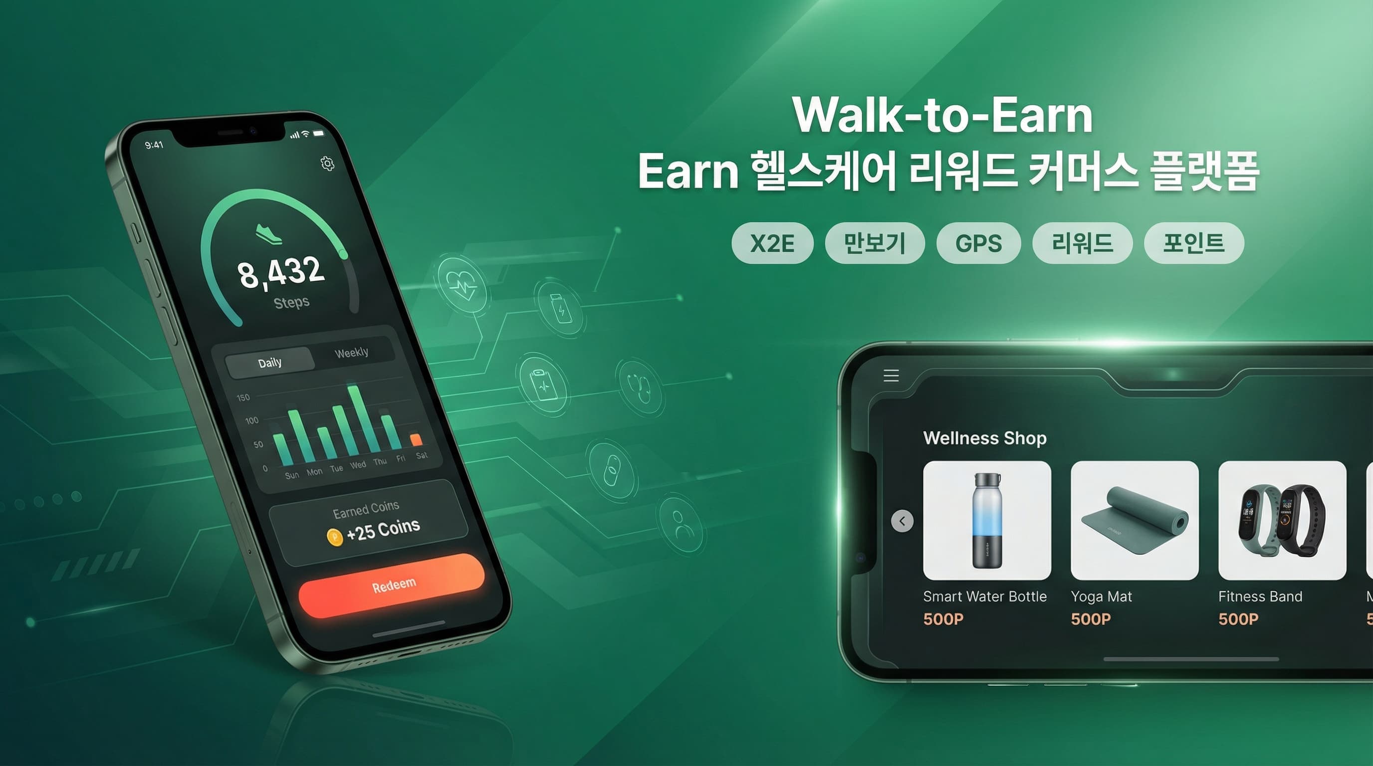 Walk-to-Earn 헬스케어 리워드 커머스 플랫폼